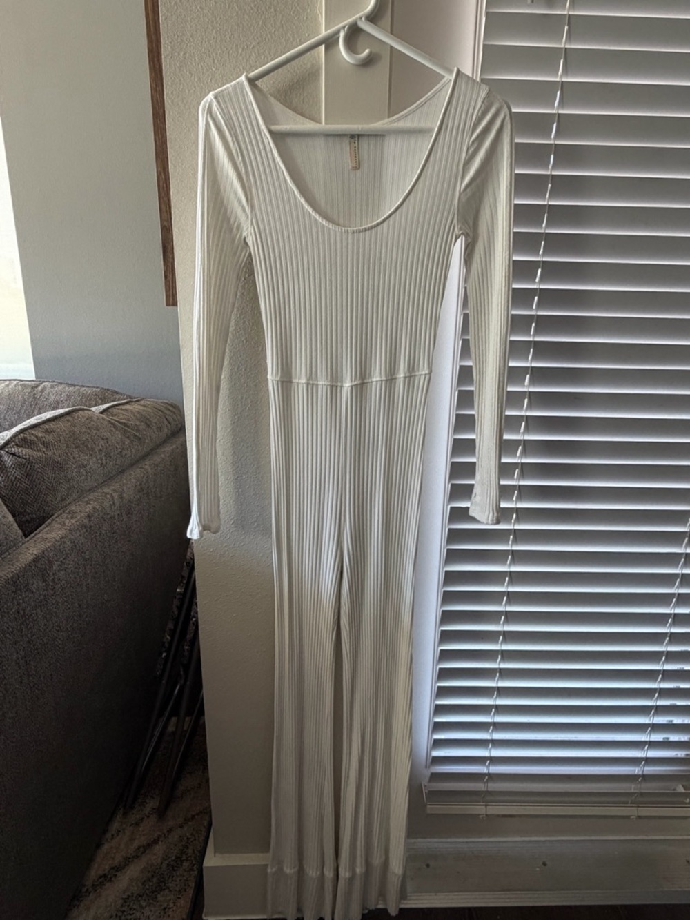 FP Movement Ribbed Long-Sleeve Scoop Neck Jumpsuit - White